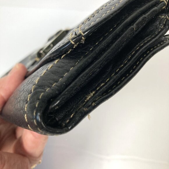 Fossil Black Leather Trifold Wallet Organizer Multiple Compartments Snap‎ Closed - Picture 10 of 11